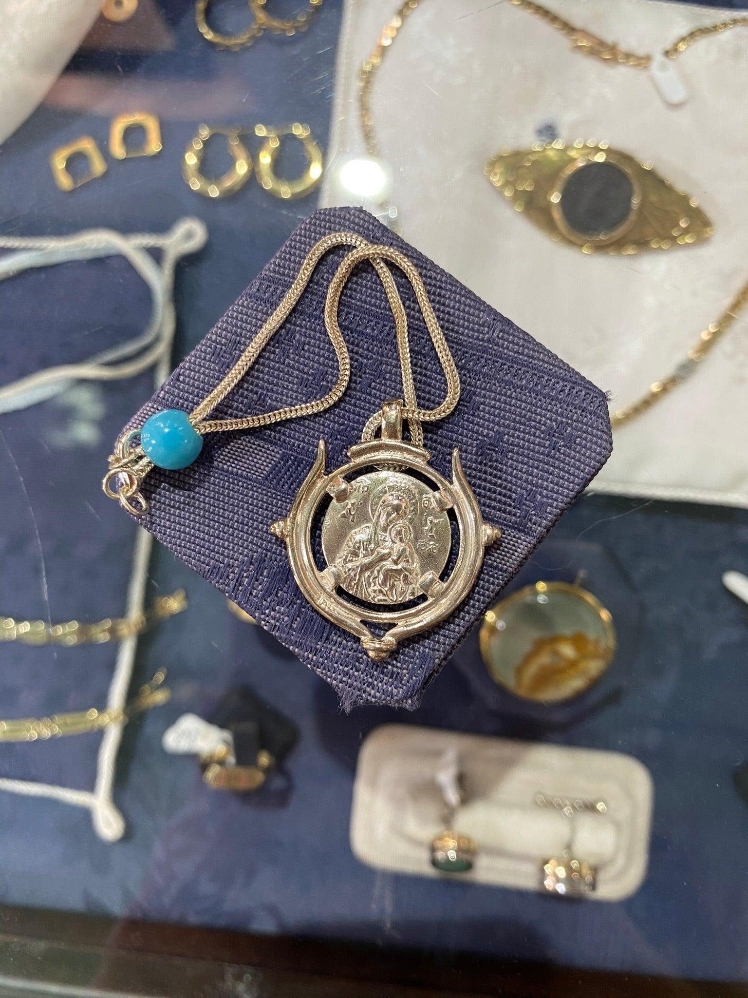 Agios Christoforos Charm, Solid Sterling silver, Greek Handmade Jewelry