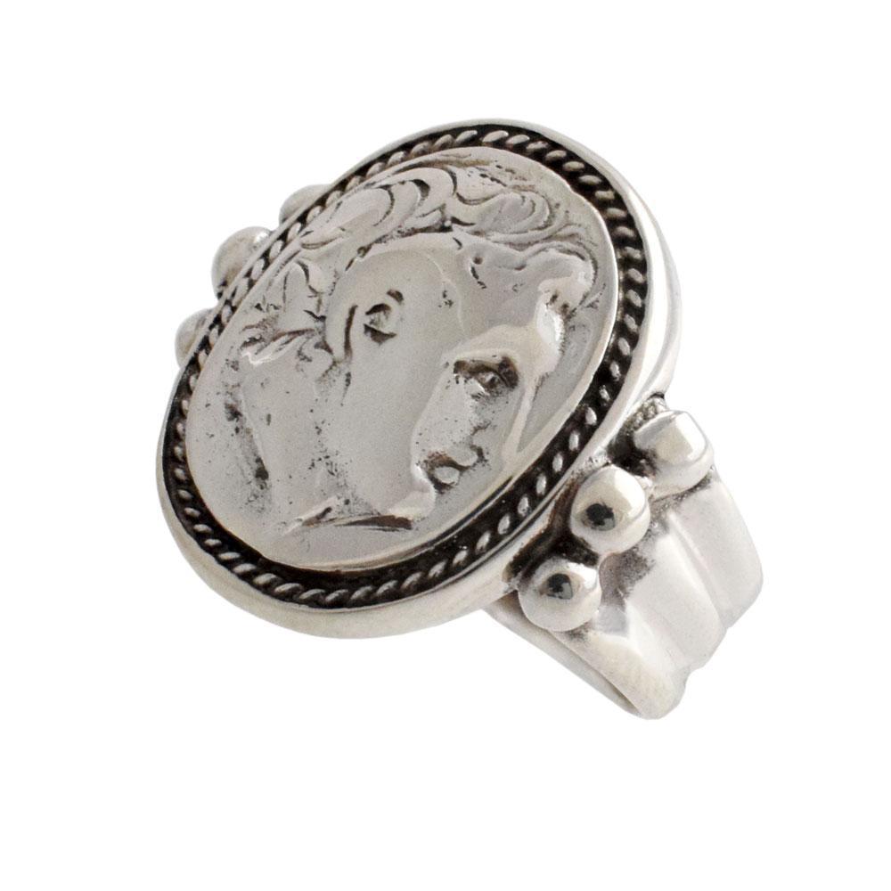 Alexander the Great Portait Coin Ring in Sterling Silver (DT-102) - ELEFTHERIOU EL