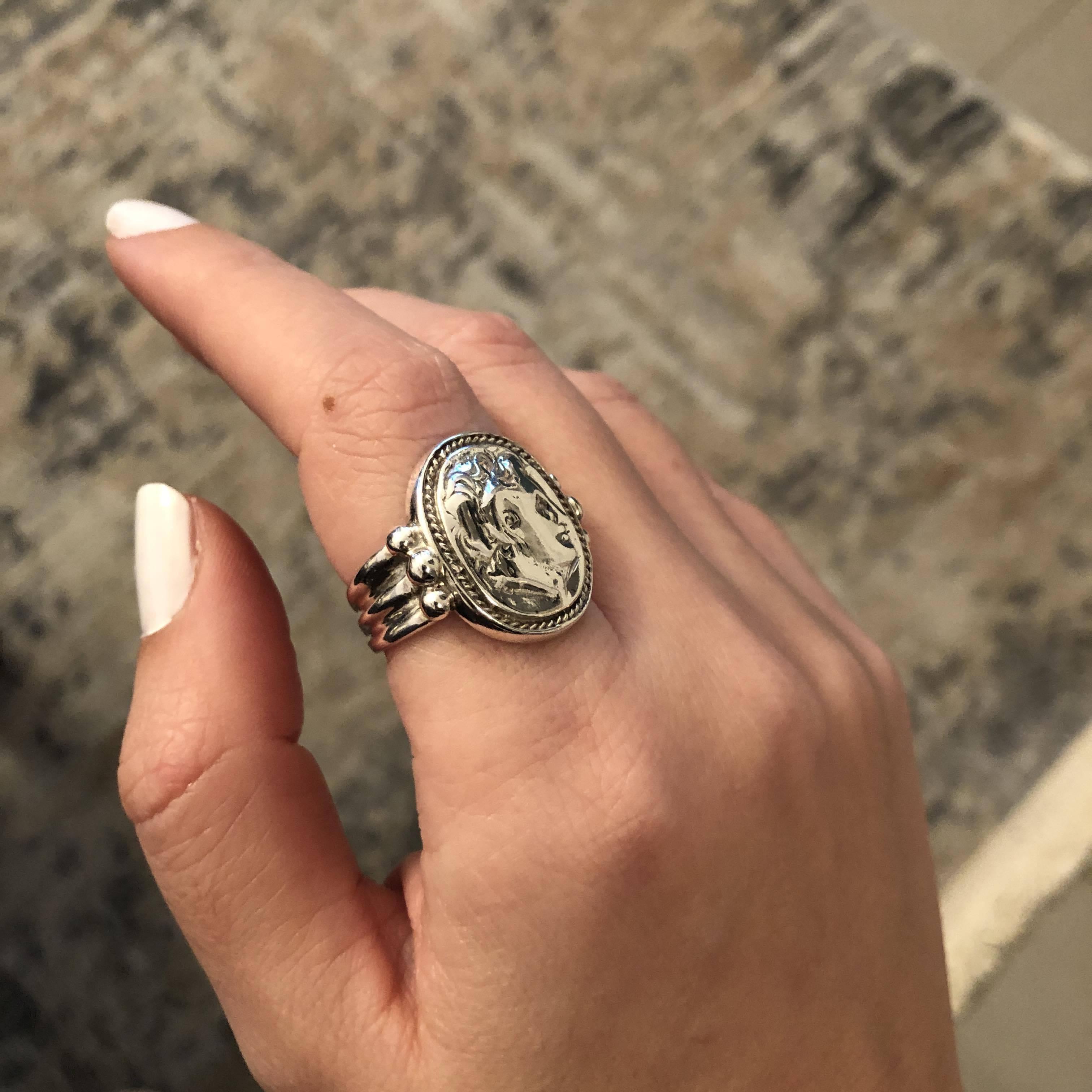 Alexander the Great Portait Coin Ring in Sterling Silver (DT-102) - ELEFTHERIOU EL