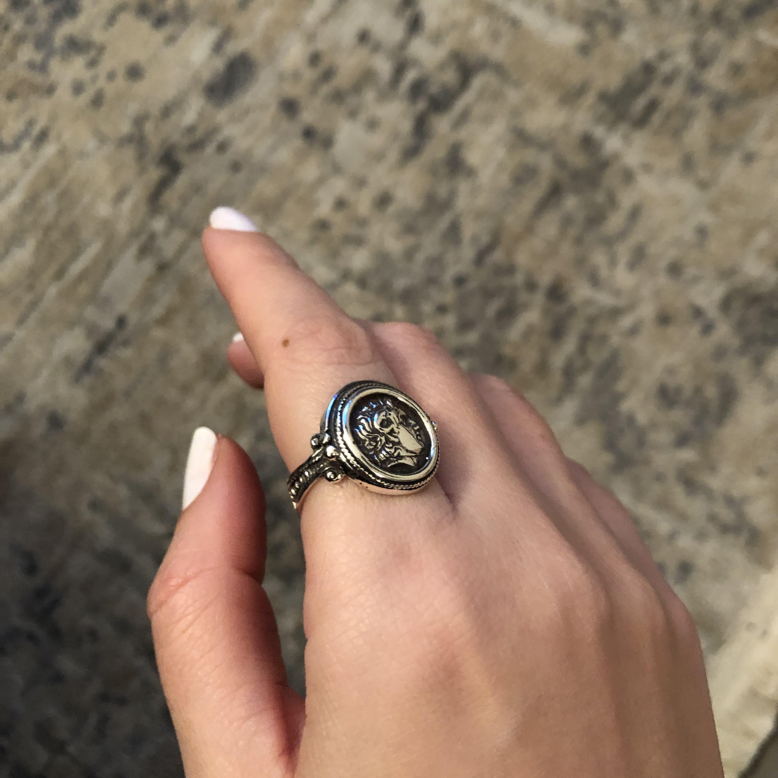 Alexander the Great Portrait Coin Ring in Sterling Silver (DT-108) - ELEFTHERIOU EL
