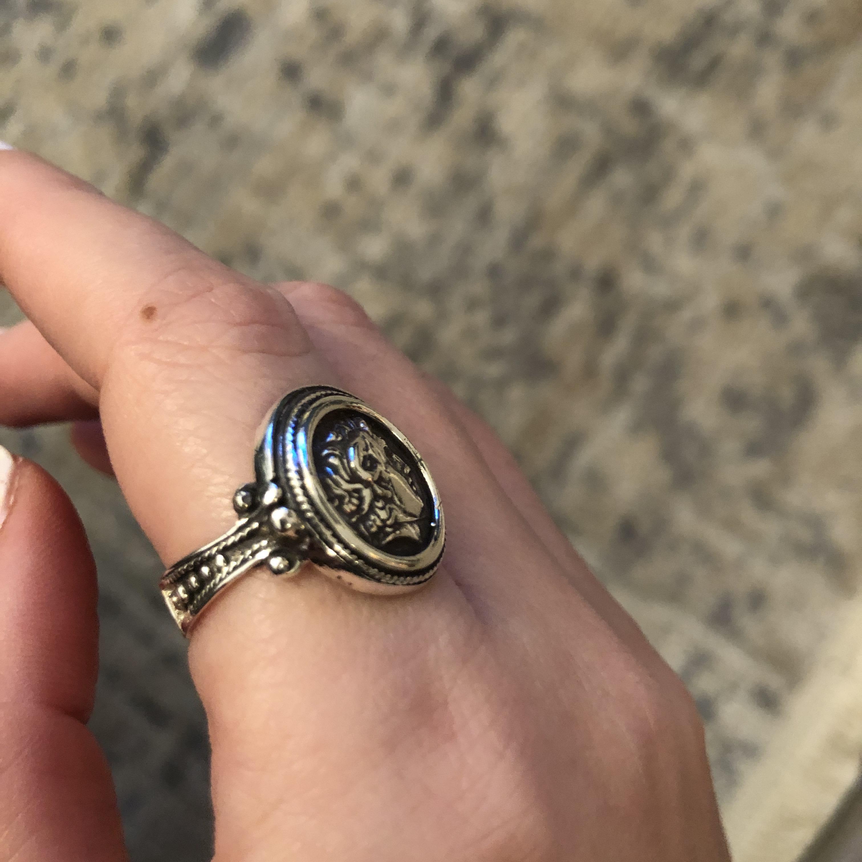 Alexander the Great Portrait Coin Ring in Sterling Silver (DT-108) - ELEFTHERIOU EL