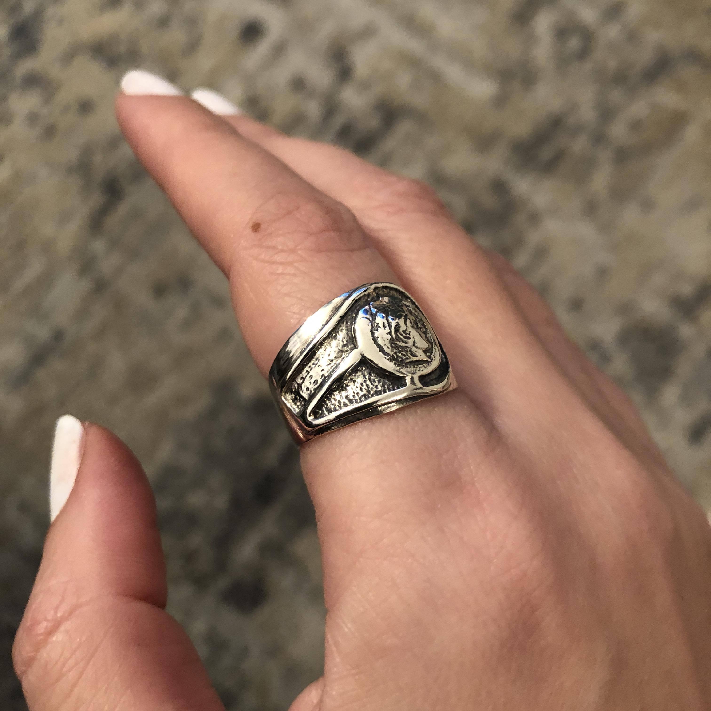 Alexander the Great Portrait Coin Ring in Sterling Silver (DT-110) - ELEFTHERIOU EL