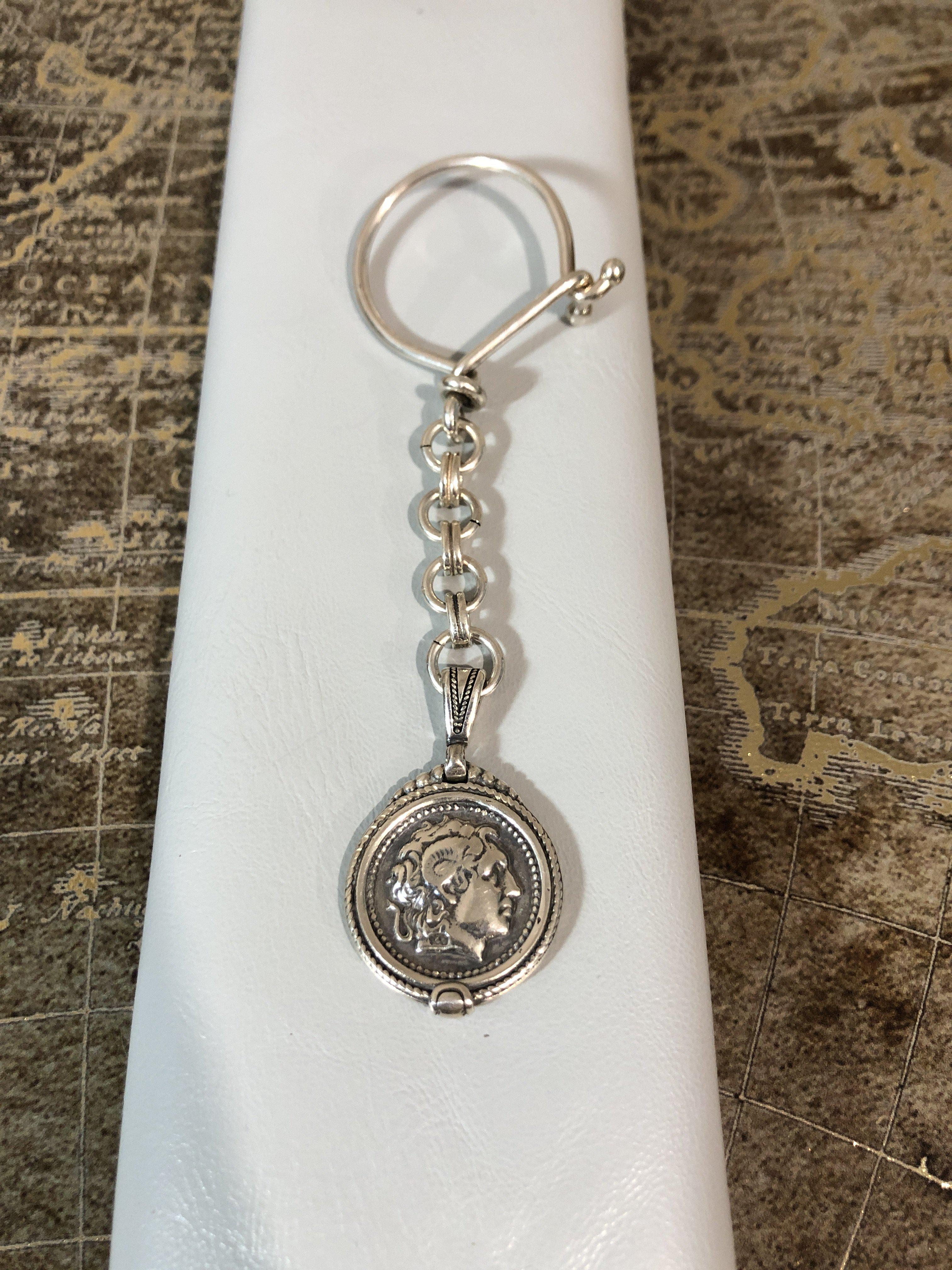 Alexander the Great keychain in sterling silver (MP-31) - ELEFTHERIOU EL