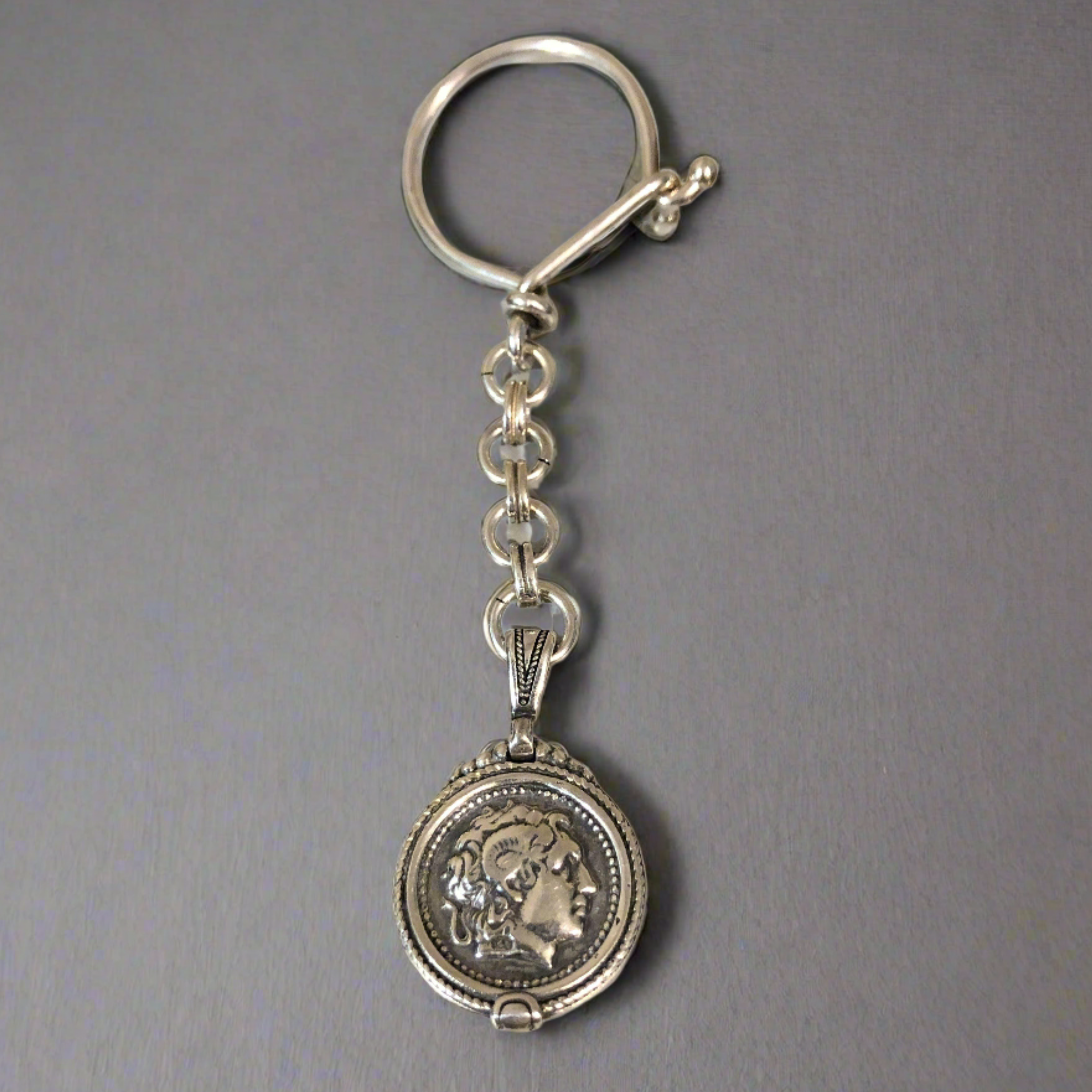 Alexander the Great keychain in sterling silver (MP-31) - ELEFTHERIOU EL