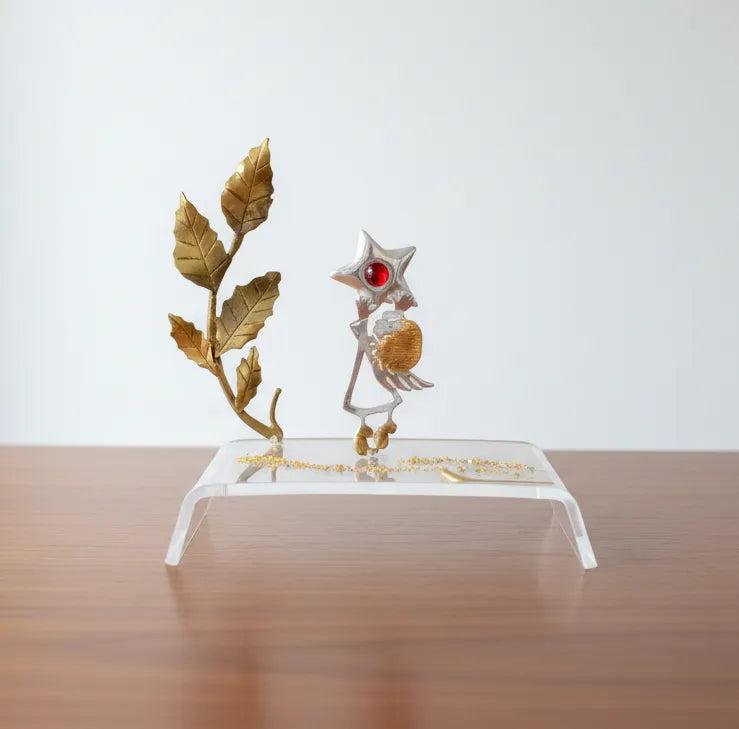 Angel Charm on Plexiglas, silver charm with bronze leaves, home decor, gift idea, charm favor