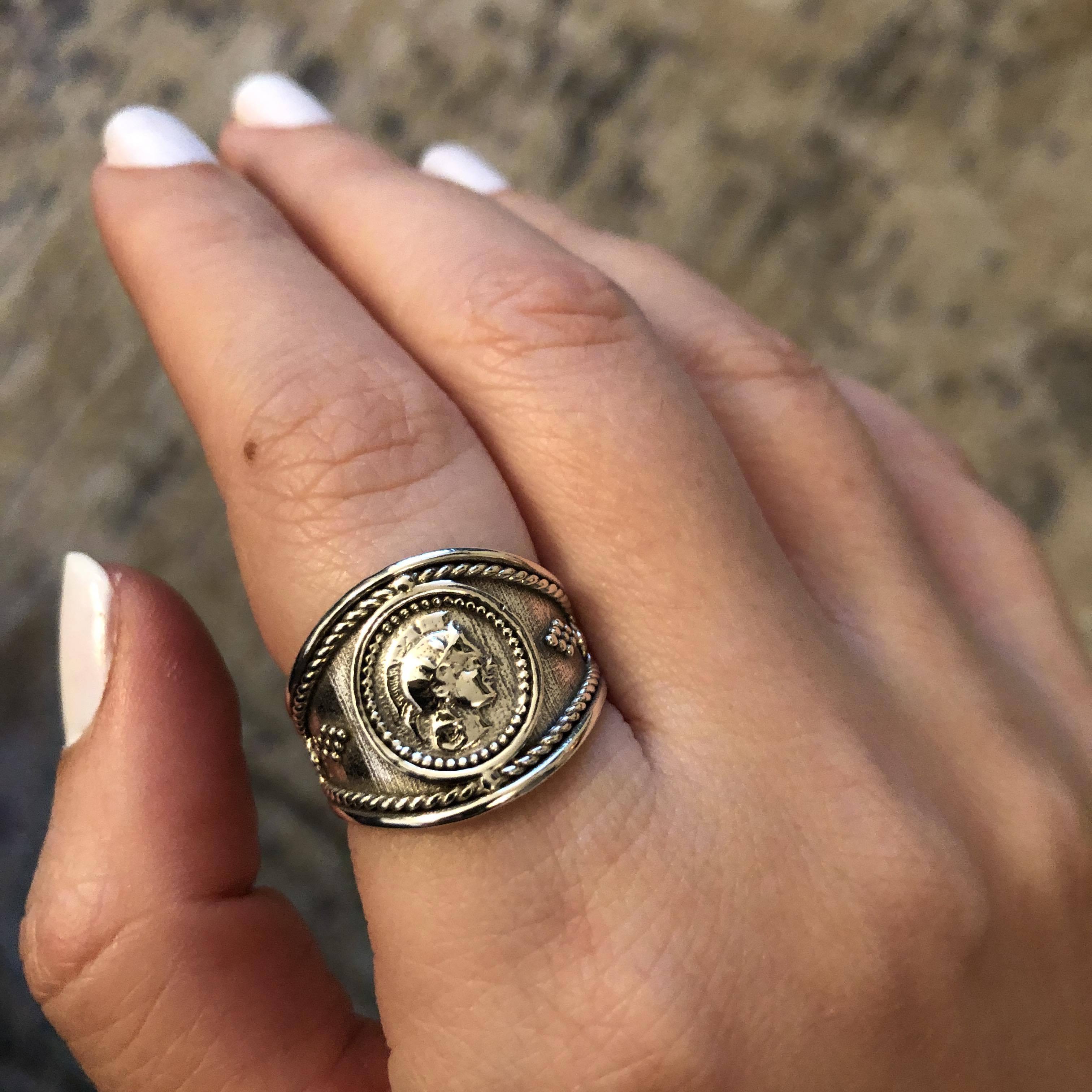 Athena Goddess Coin Ring, Handmade Ring, Greek Jewelry, Sterling Silver Ring (DT-113) - ELEFTHERIOU EL