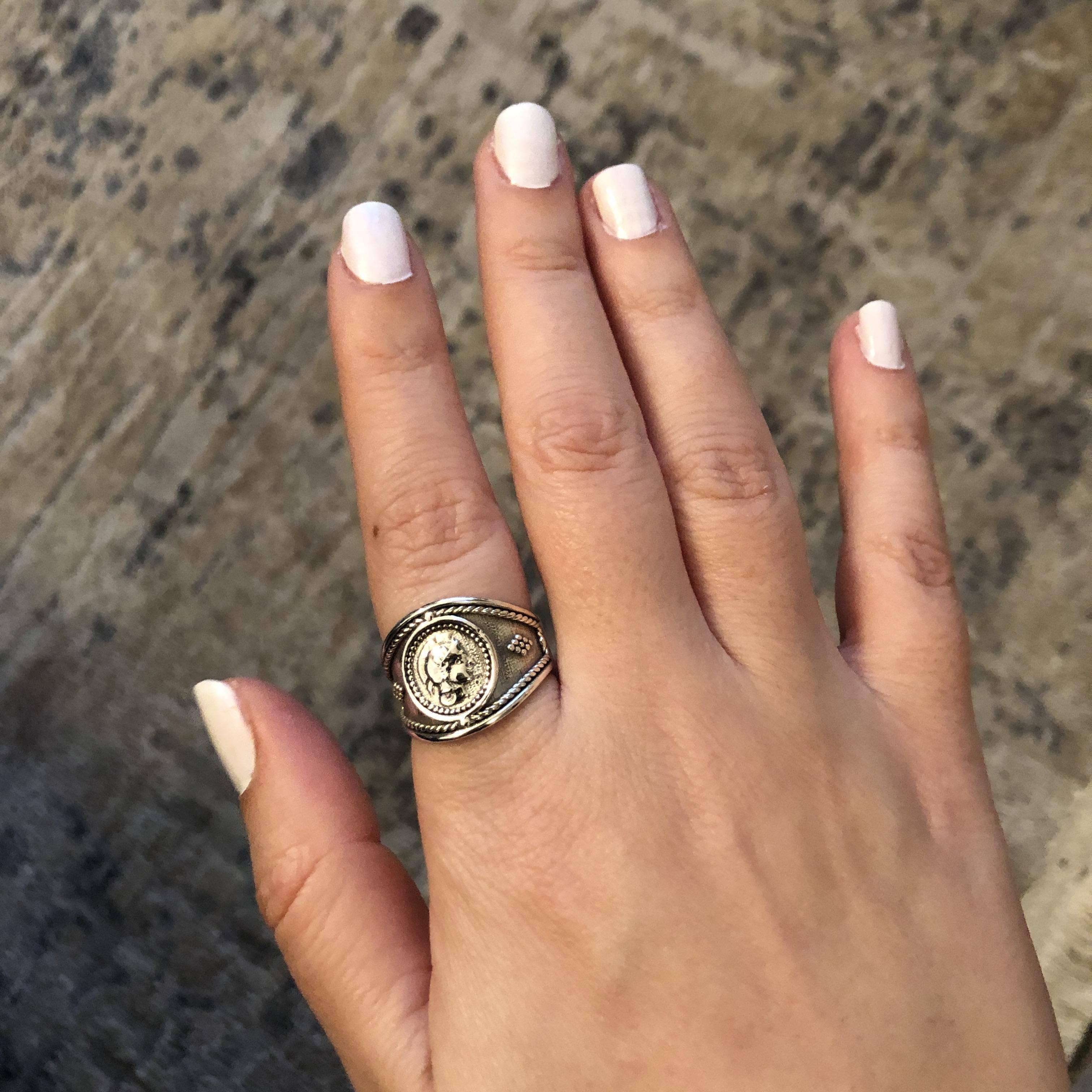 Athena Goddess Coin Ring, Handmade Ring, Greek Jewelry, Sterling Silver Ring (DT-113) - ELEFTHERIOU EL