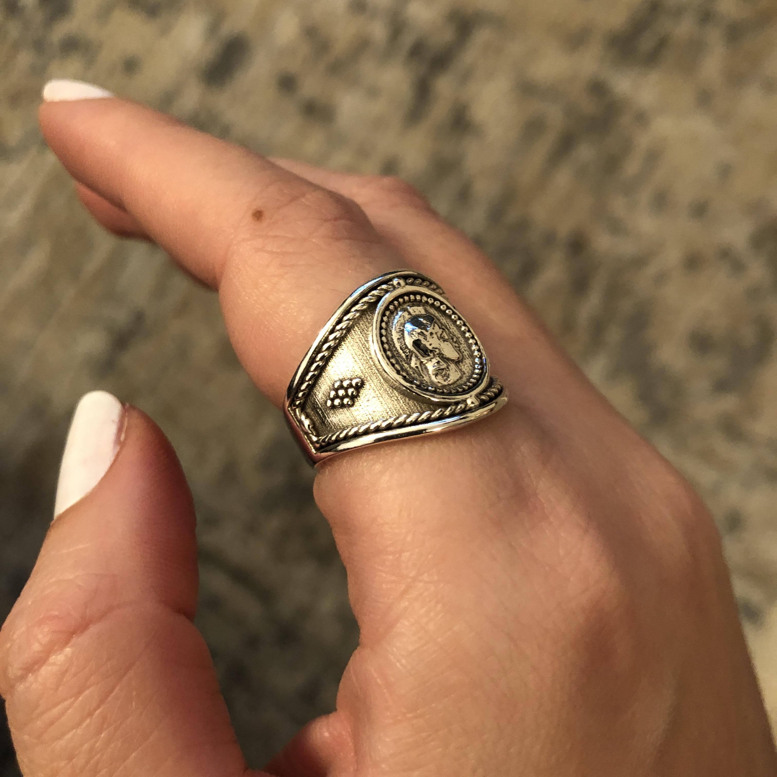 Athena Goddess Coin Ring, Handmade Ring, Greek Jewelry, Sterling Silver Ring (DT-113) - ELEFTHERIOU EL
