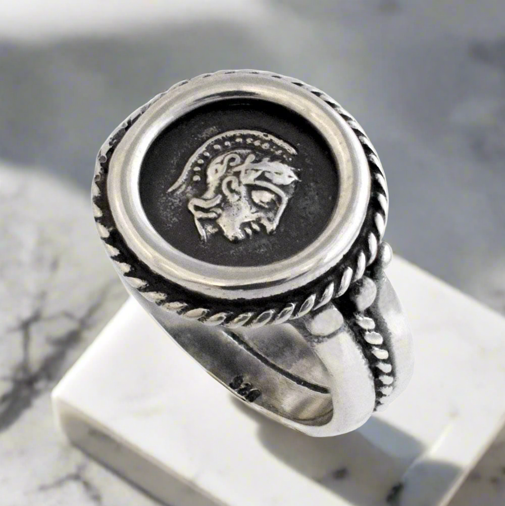 Athena Goddess Coin Ring, Handmade Ring, Sterling Silver Ring (DT-111) - ELEFTHERIOU EL