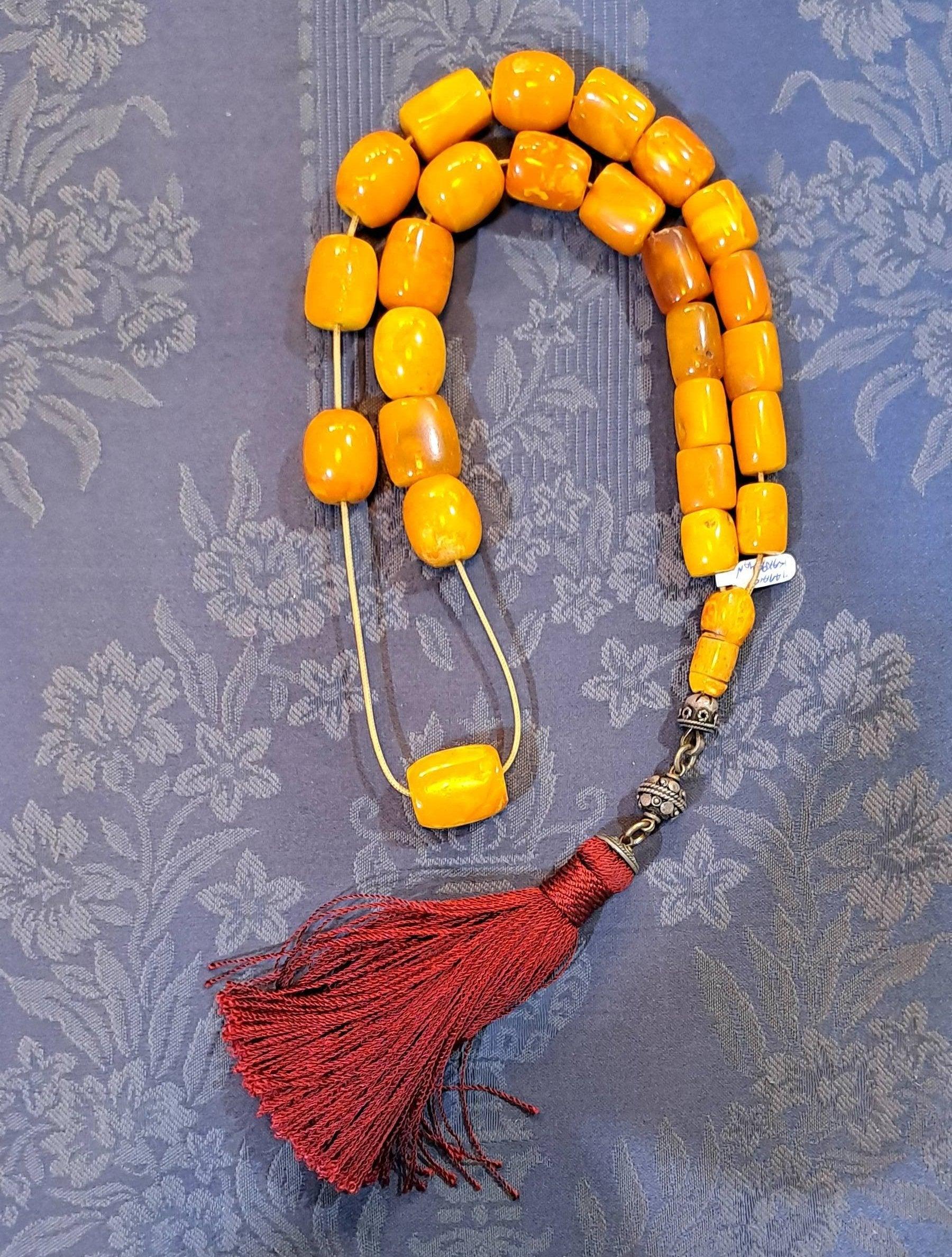 Authentic Old Amber Komboloi, Collectible Prayer Beads (ROS-44)
