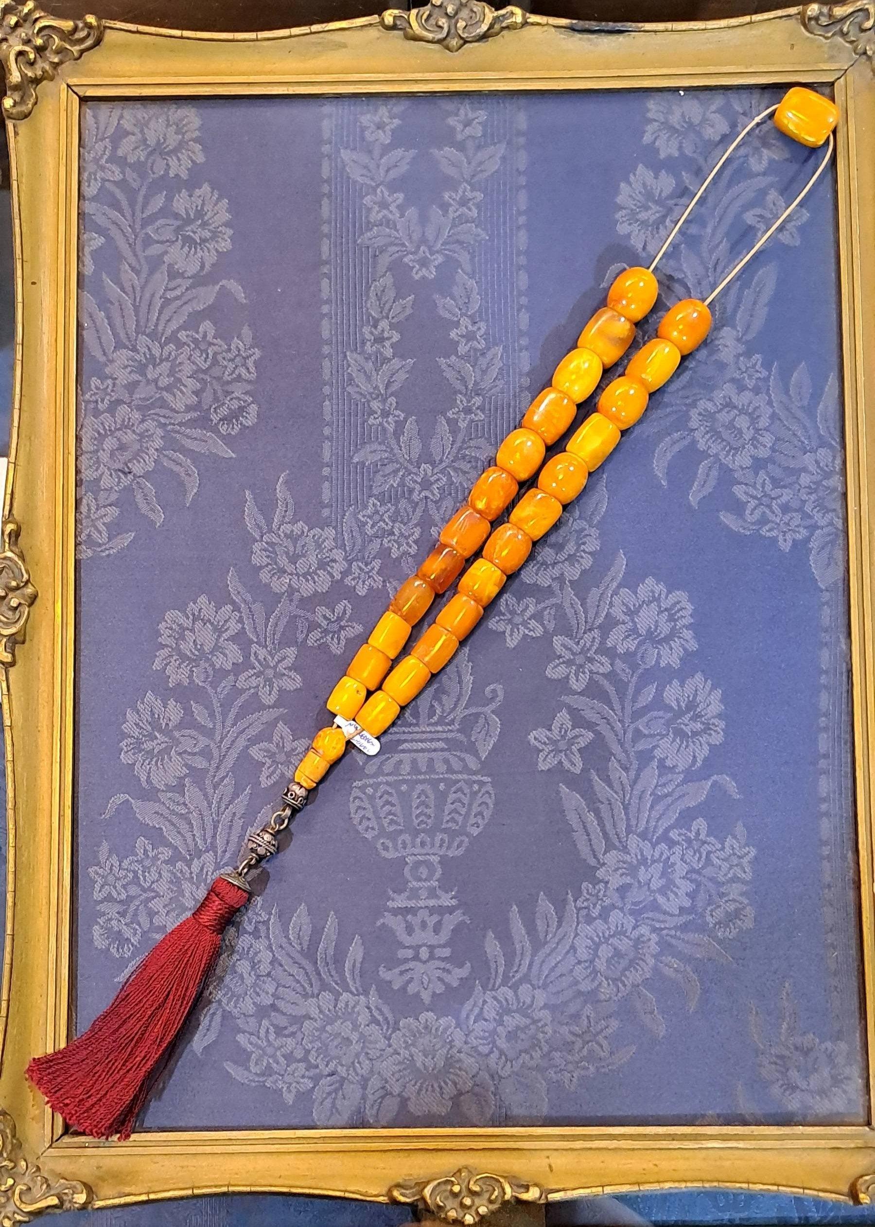 Authentic Old Amber Komboloi, Collectible Prayer Beads (ROS-44)