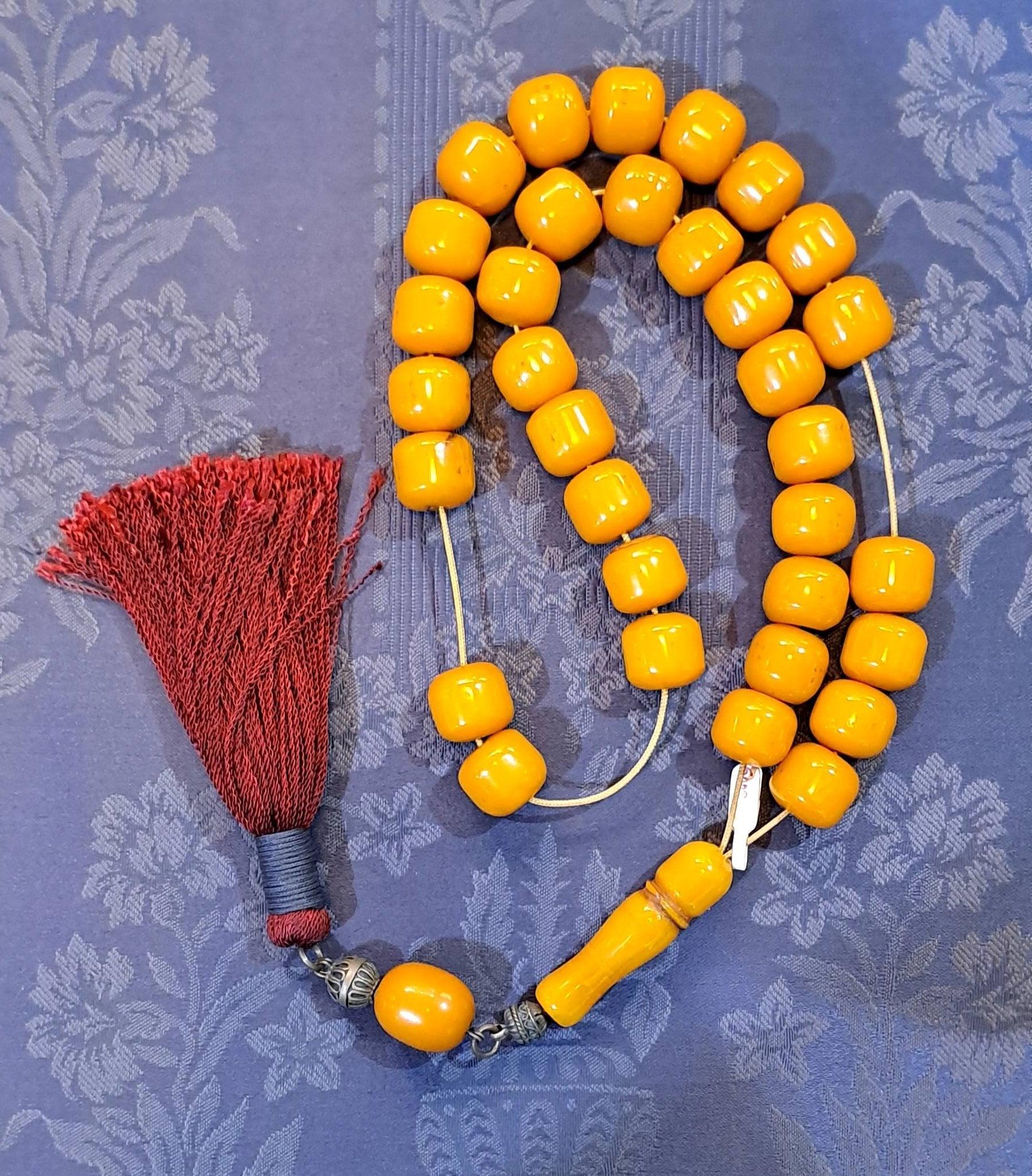 Authentic Old Amber Komboloi, Collectible Rosary Beads (ROS-45)