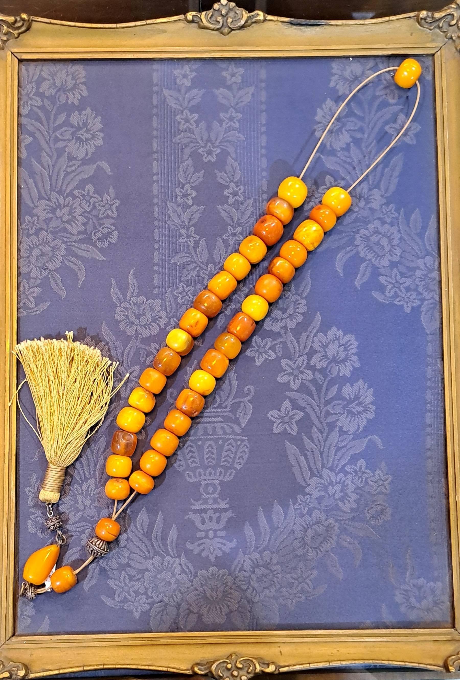 Authentic Old Amber Komboloi, Collectible Rosary, Healing Protective Powers (ROS-43)