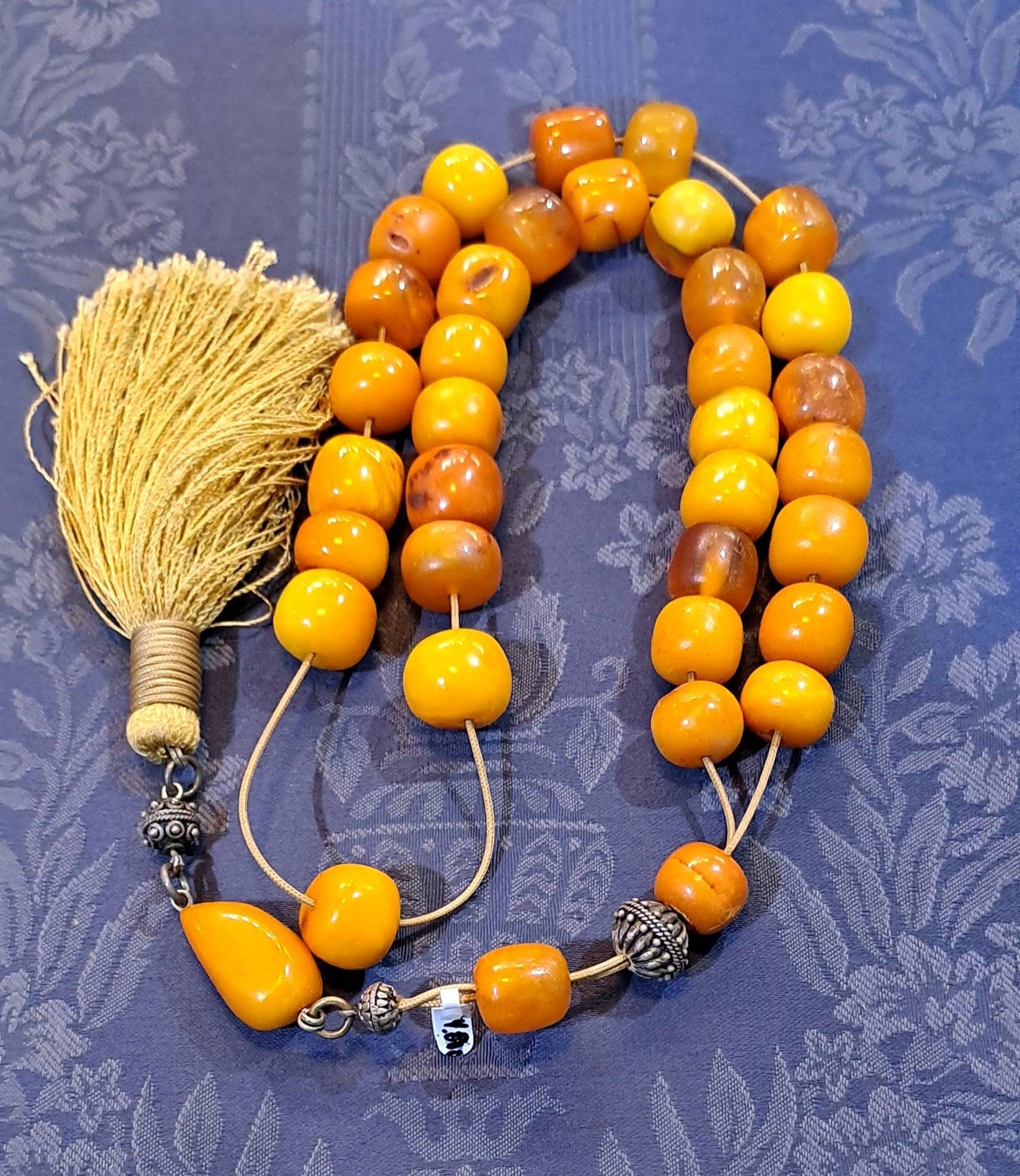 Authentic Old Amber Komboloi, Collectible Rosary, Healing Protective Powers (ROS-43)