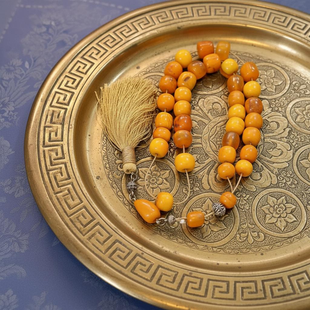 Authentic Old Amber Komboloi, Collectible Rosary, Healing Protective Powers (ROS-43)