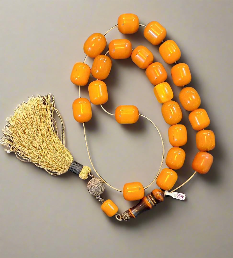 Authentic Old Amber Komboloi – Genuine Amber Rosary, Healing Properties (ROS-46)
