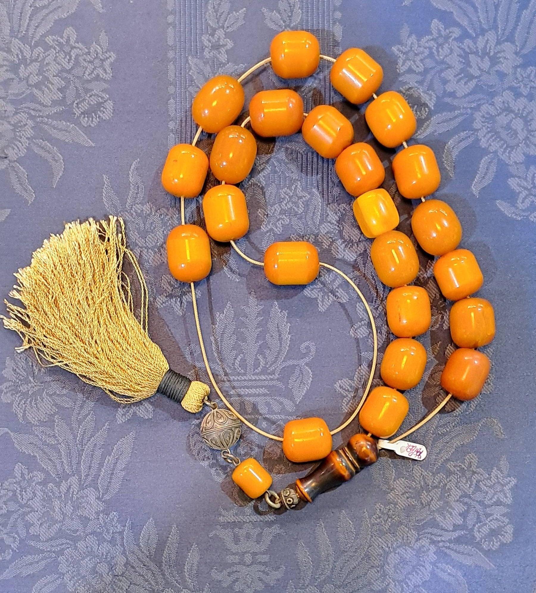 Authentic Old Amber Komboloi – Genuine Amber Rosary, Healing Properties (ROS-46)