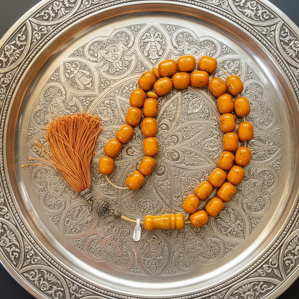 Authentic Old Amber Komboloi – Smooth Polished Prayer Beads (ROS-53)