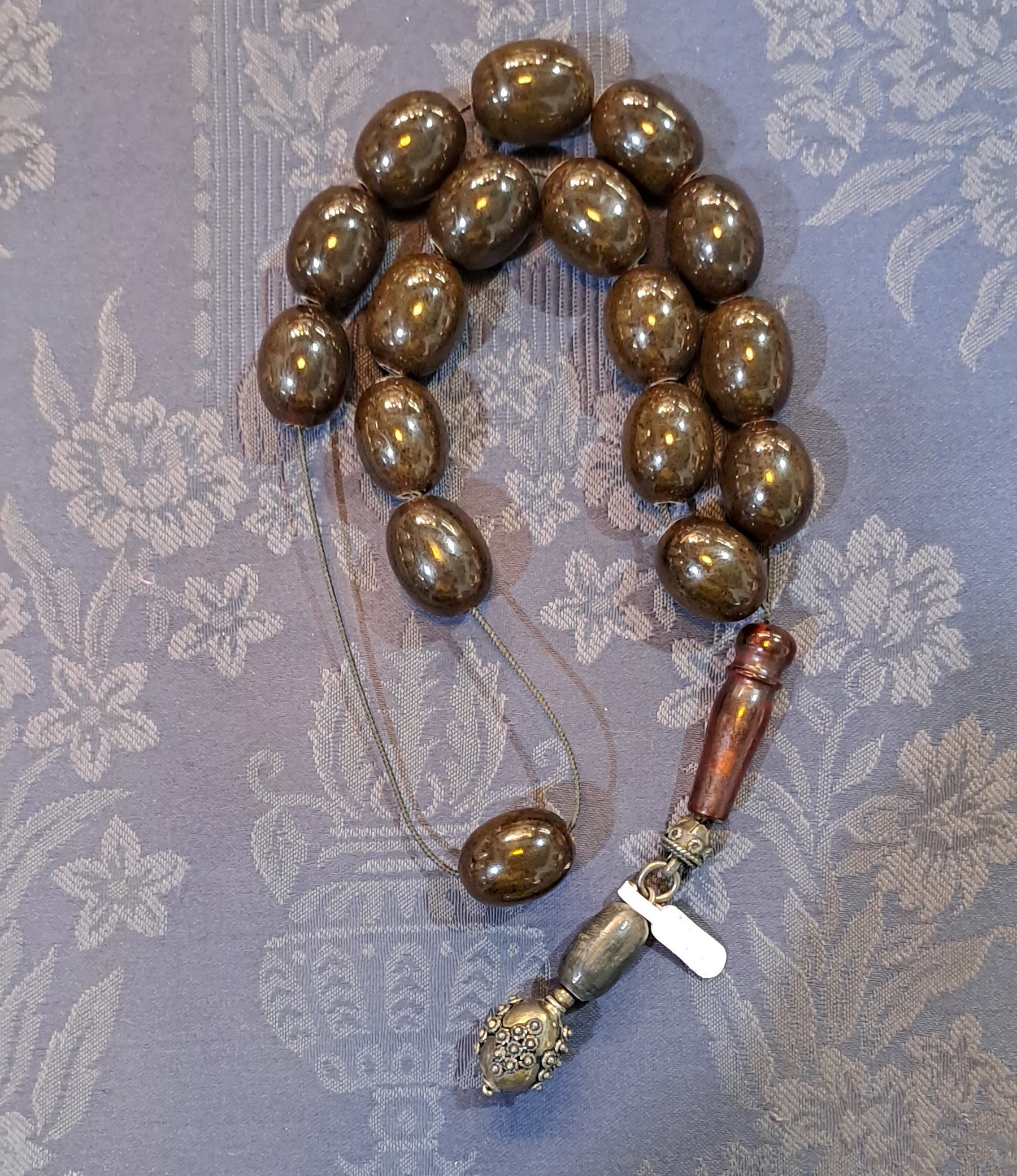 Authentic Vintage Gagatis Black Amber Komboloi, Rare (ROS-25)