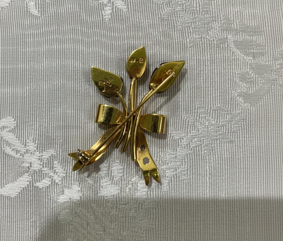 Brooch in 18k gold, Flower brooch