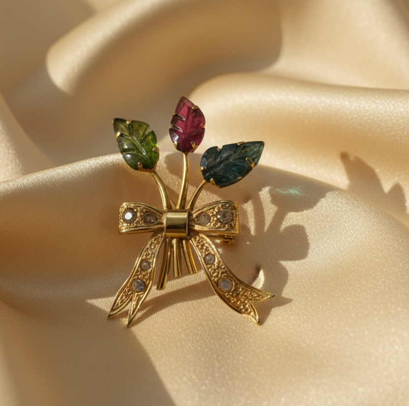 Brooch in 18k gold, Flower brooch