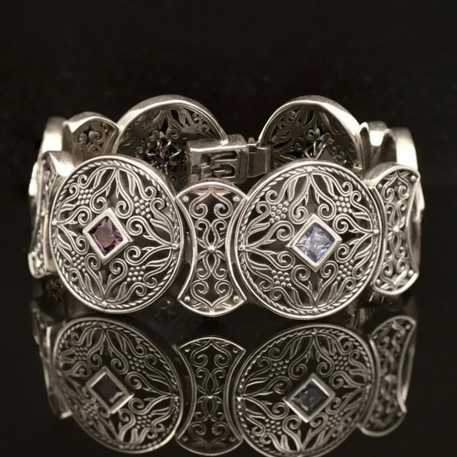 Byzantine Bracelet in Sterling Silver with zircon (B-01)