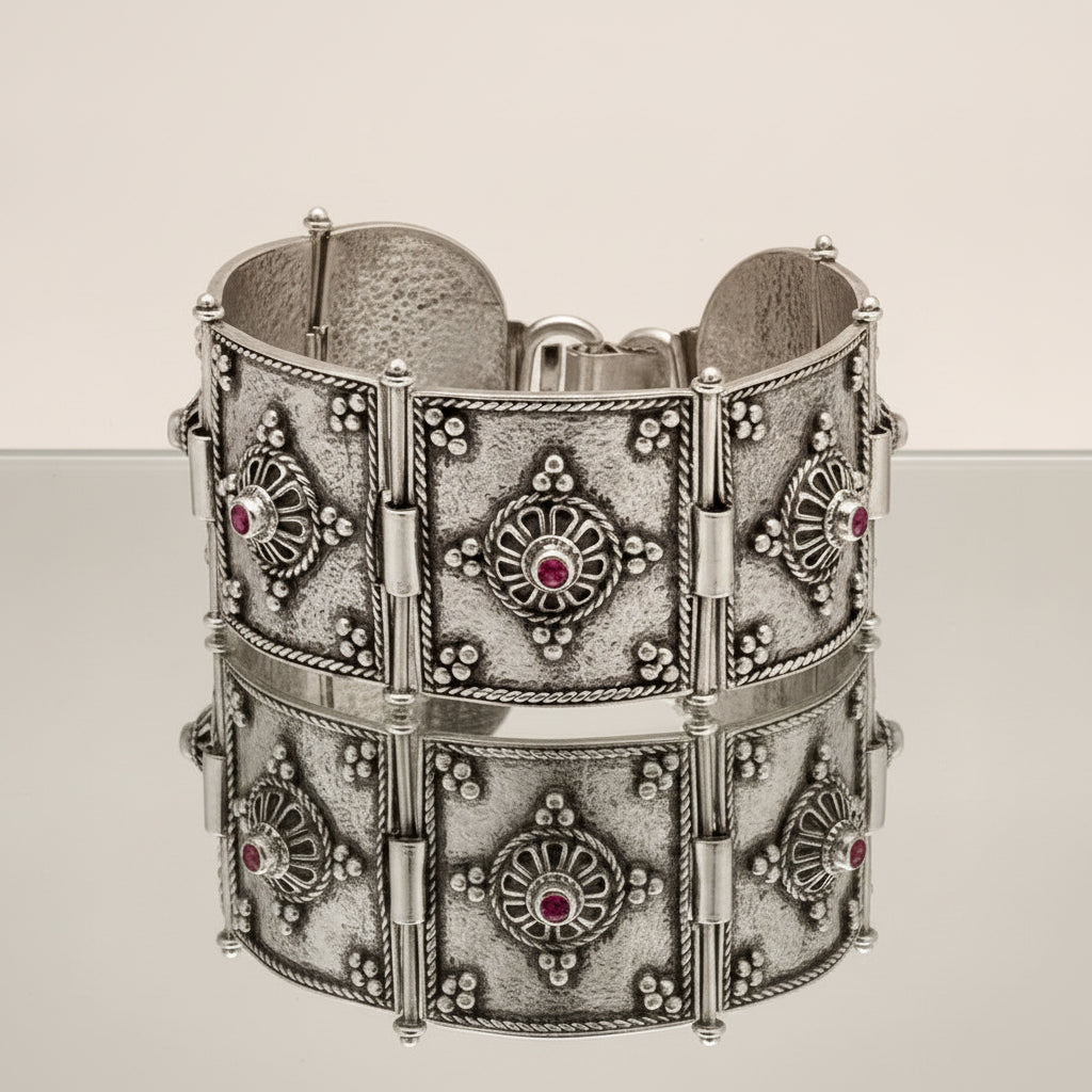 Byzantine Bracelet in Sterling Silver with zircon (B-02)