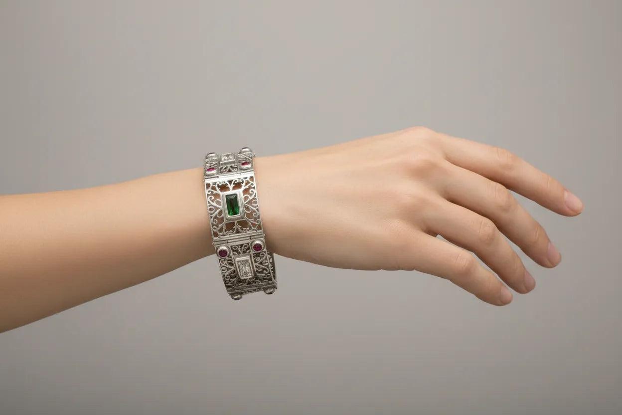 Byzantine Bracelet in Sterling Silver with zircon (B-04)