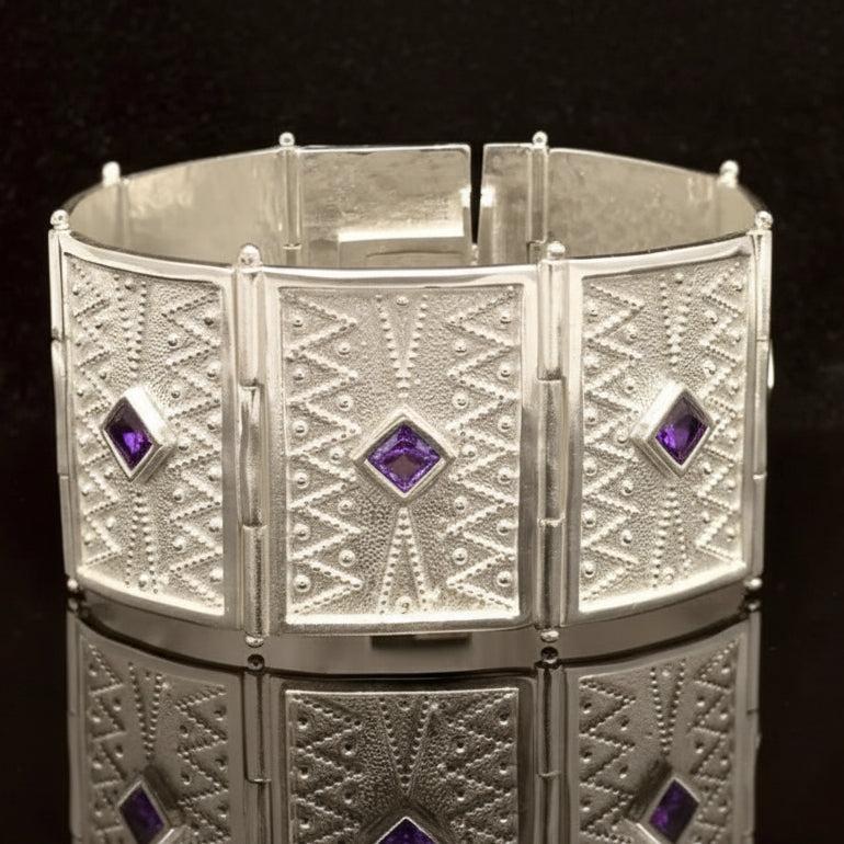 Byzantine Bracelet in Sterling Silver with zircon (B-06)