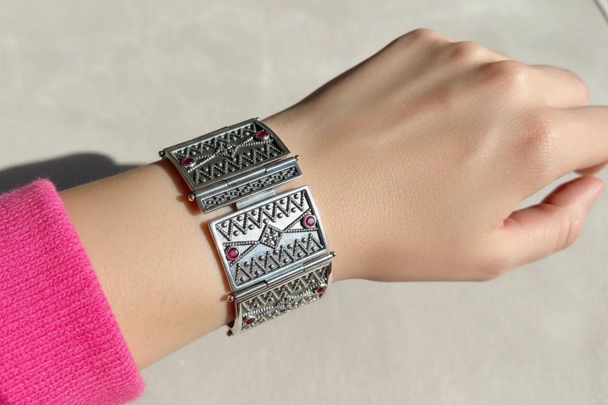 Byzantine Bracelet in Sterling Silver with zircon (B-07)