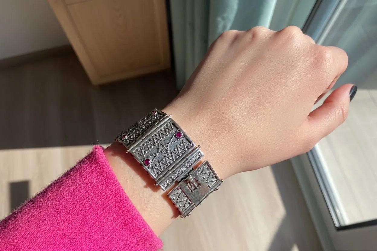 Byzantine Bracelet in Sterling Silver with zircon (B-07)