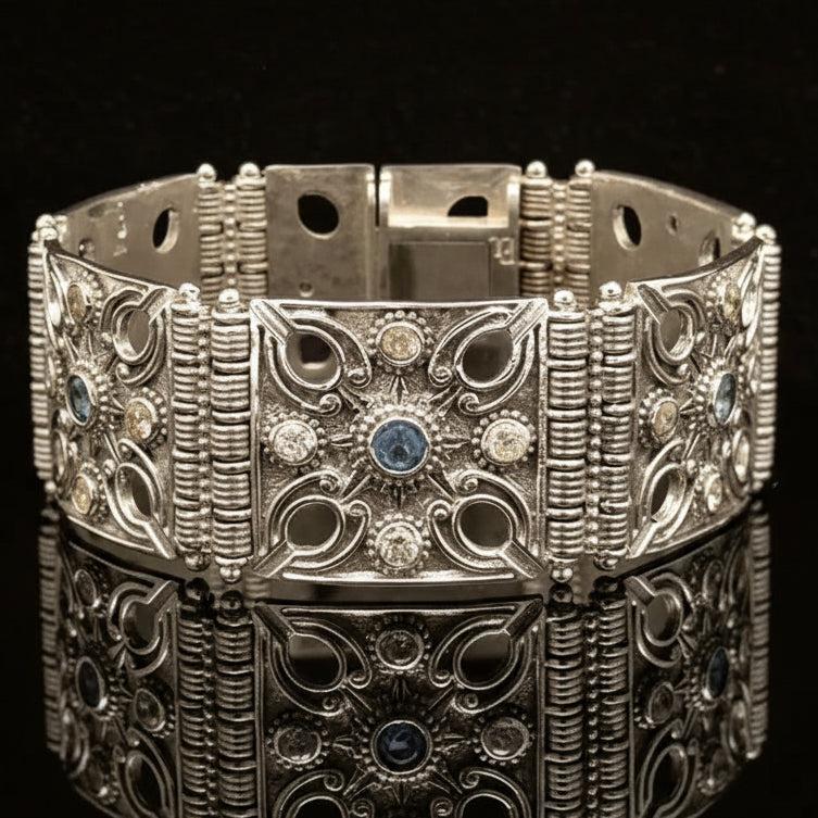 Byzantine Bracelet in Sterling Silver with zircon (B-08)