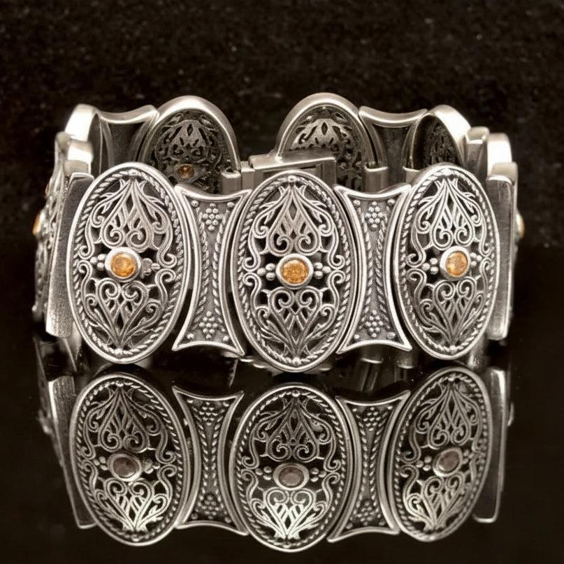 Byzantine Bracelet in Sterling Silver with zircon (B-10)