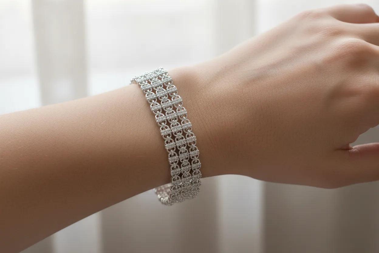 Byzantine Bracelet in Sterling Silver with zircon (B-13)