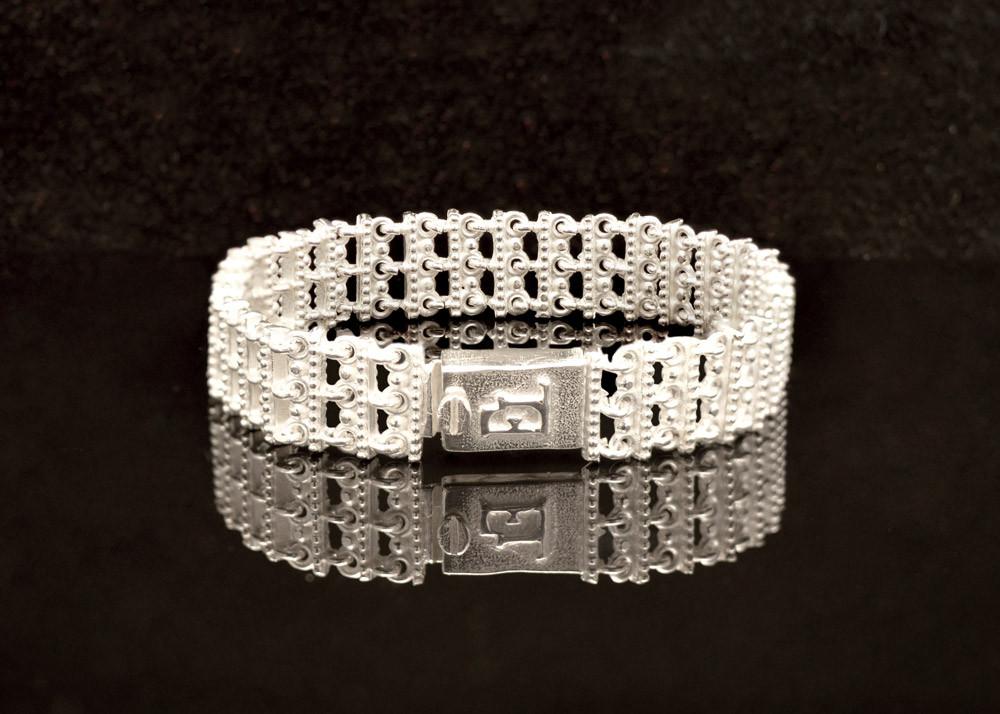 Byzantine Bracelet in Sterling Silver with zircon (B-13) - ELEFTHERIOU EL