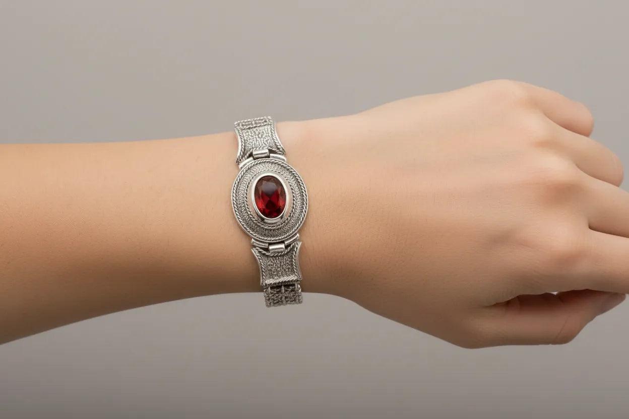 Byzantine Bracelet in Sterling Silver with zircon (B-19)