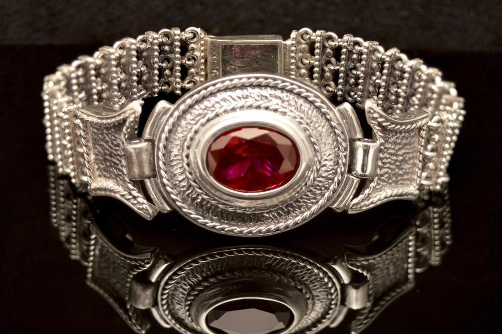 Byzantine Bracelet in Sterling Silver with zircon (B-19) - ELEFTHERIOU EL