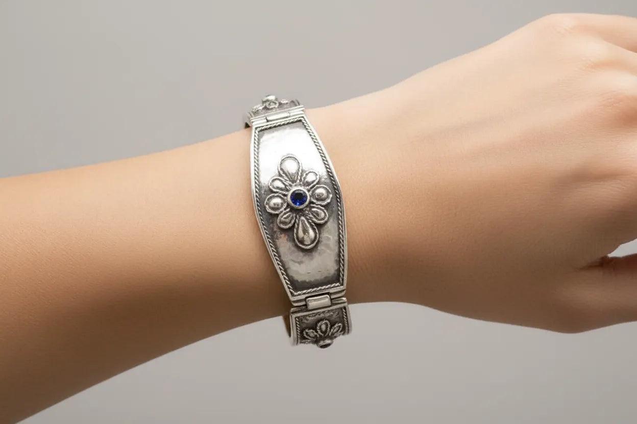 Byzantine Bracelet in Sterling Silver with zircon (B-20)