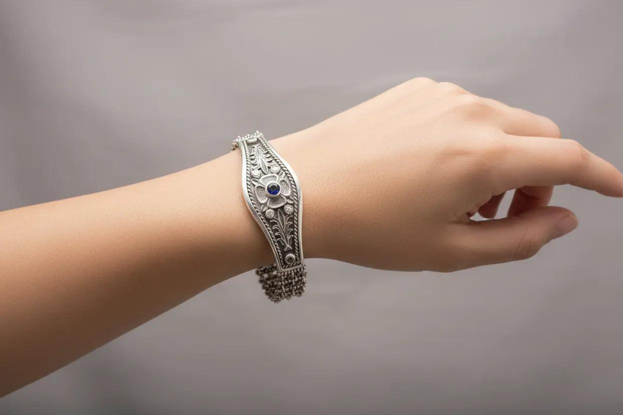 Byzantine Bracelet in Sterling Silver with zircon (B-21)