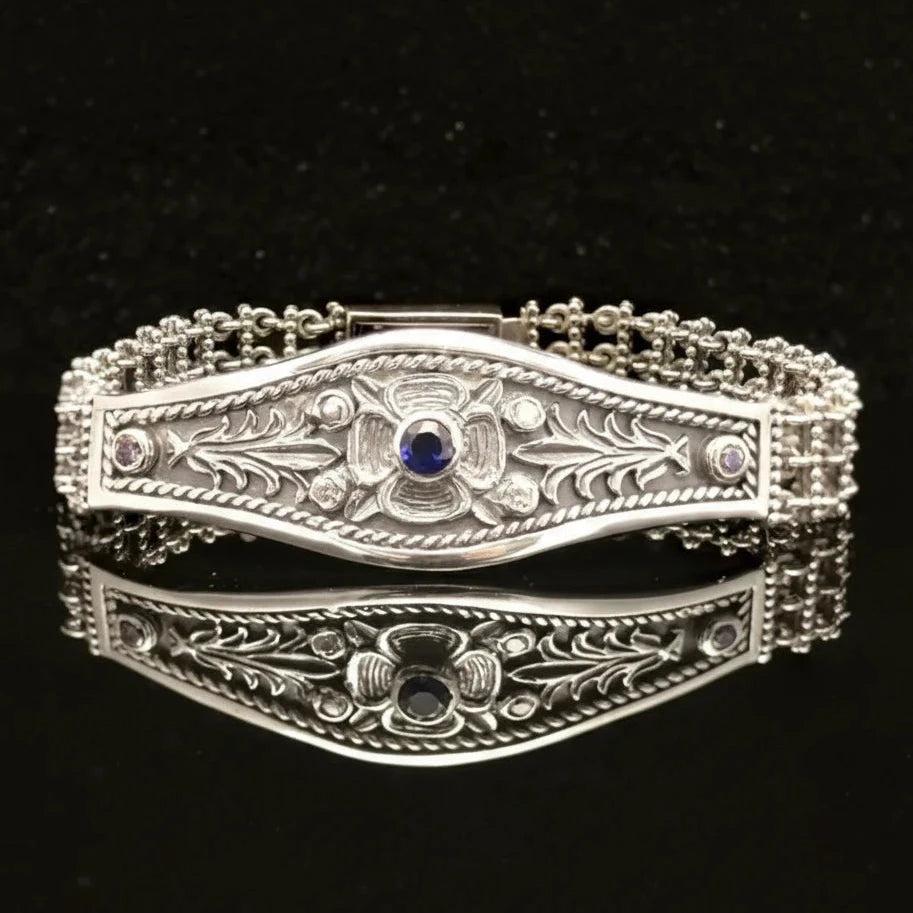 Byzantine Bracelet in Sterling Silver with zircon (B-21)