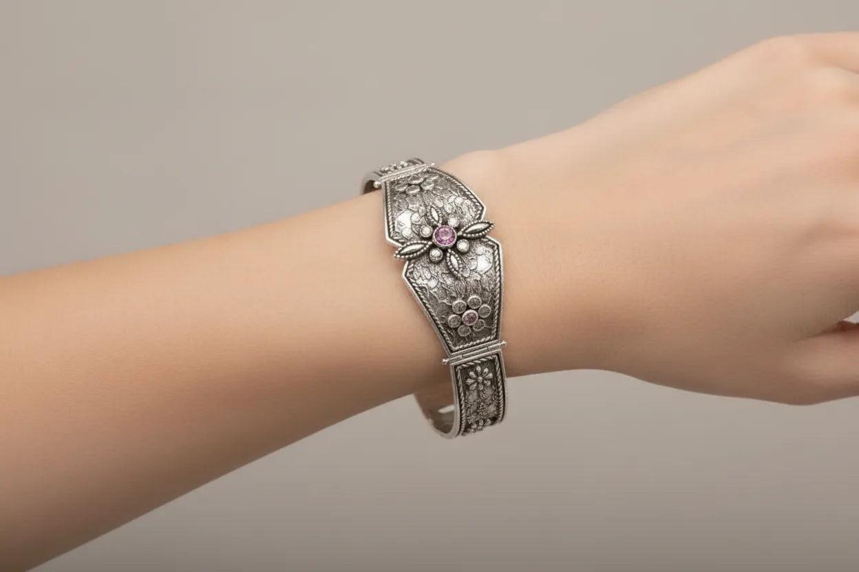 Byzantine Bracelet in Sterling Silver with zircon (B-22)