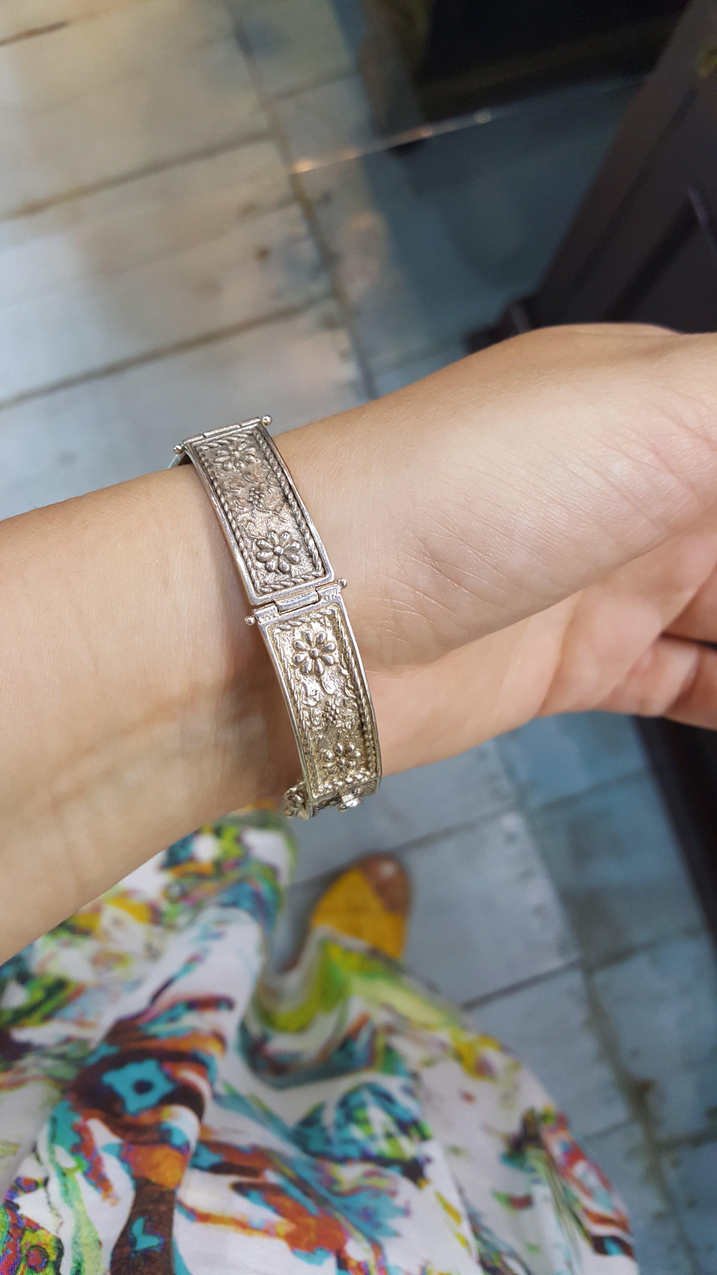 Byzantine Bracelet in Sterling Silver with zircon (B-22) - ELEFTHERIOU EL
