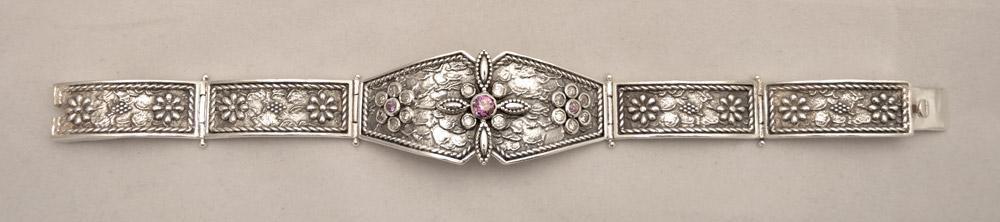 Byzantine Bracelet in Sterling Silver with zircon (B-22) - ELEFTHERIOU EL