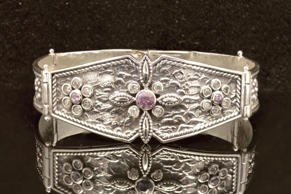 Byzantine Bracelet in Sterling Silver with zircon (B-22) - ELEFTHERIOU EL