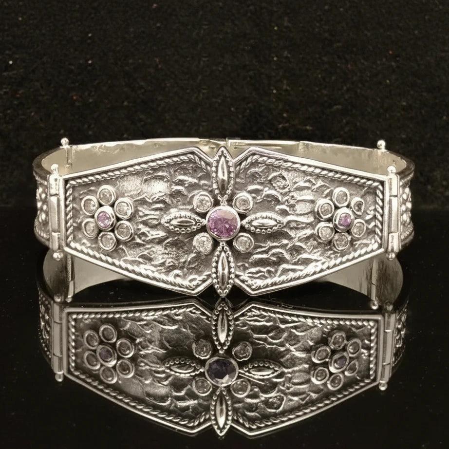 Byzantine Bracelet in Sterling Silver with zircon (B-22)