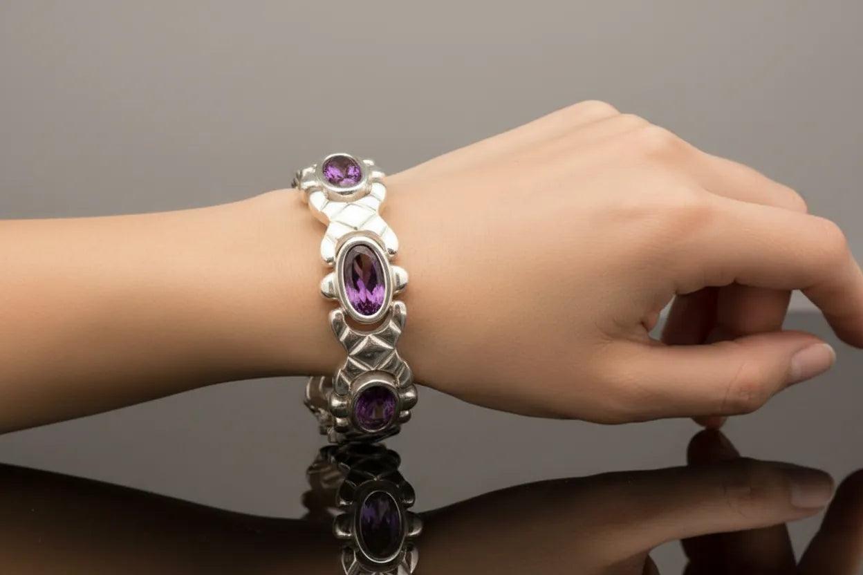 Byzantine Bracelet in Sterling Silver with zircon (B-26)