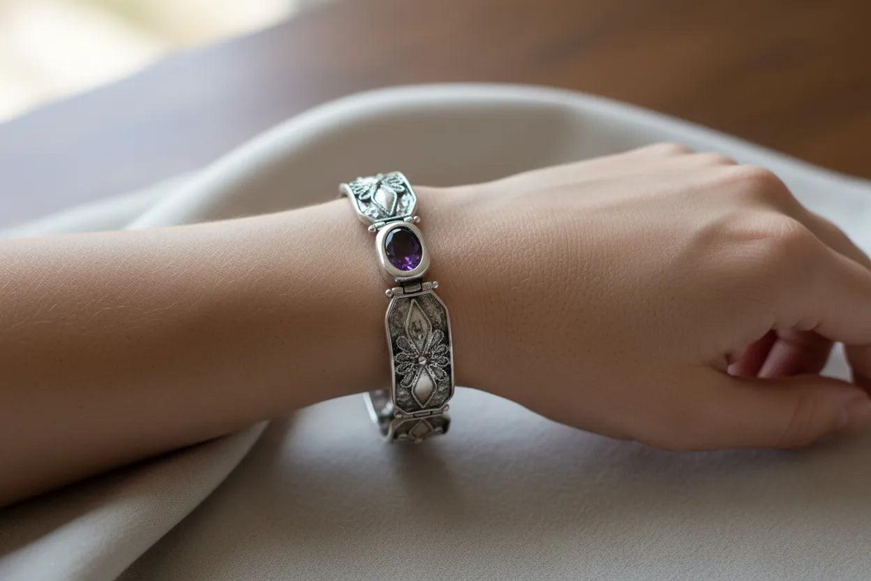 Byzantine Bracelet in Sterling Silver with zircon (B-29)