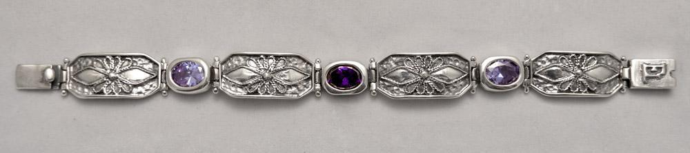 Byzantine Bracelet in Sterling Silver with zircon (B-29) - ELEFTHERIOU EL