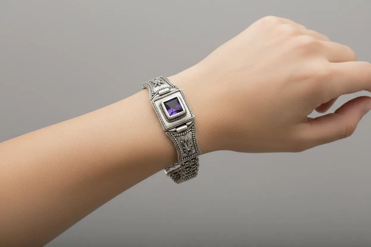 Byzantine Bracelet in Sterling Silver with zircon (B-30)