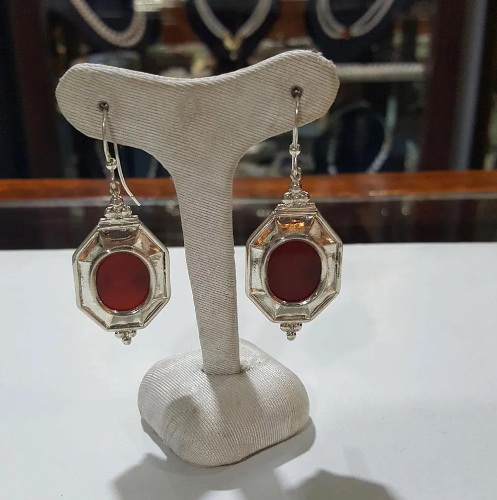 Byzantine Earrings in Sterling Silver with Carnelian (GT-10)